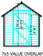 Shire Value Overlap 7ft x 5ft Shed - Windowless