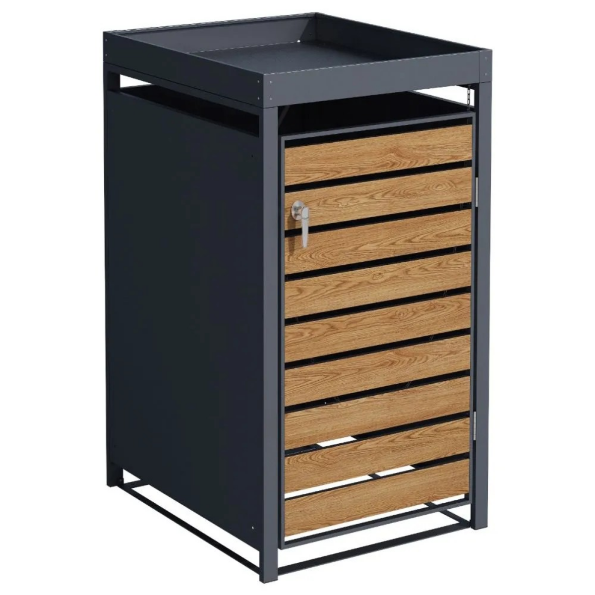 Wood Effect Wheelie Bin Storage With Planter- Single Bin Store
