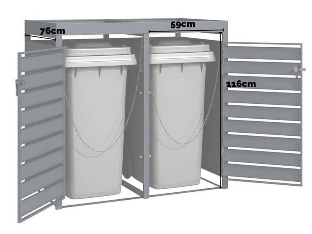 Wood Effect Wheelie Bin Storage With Planter- Double Bin Store